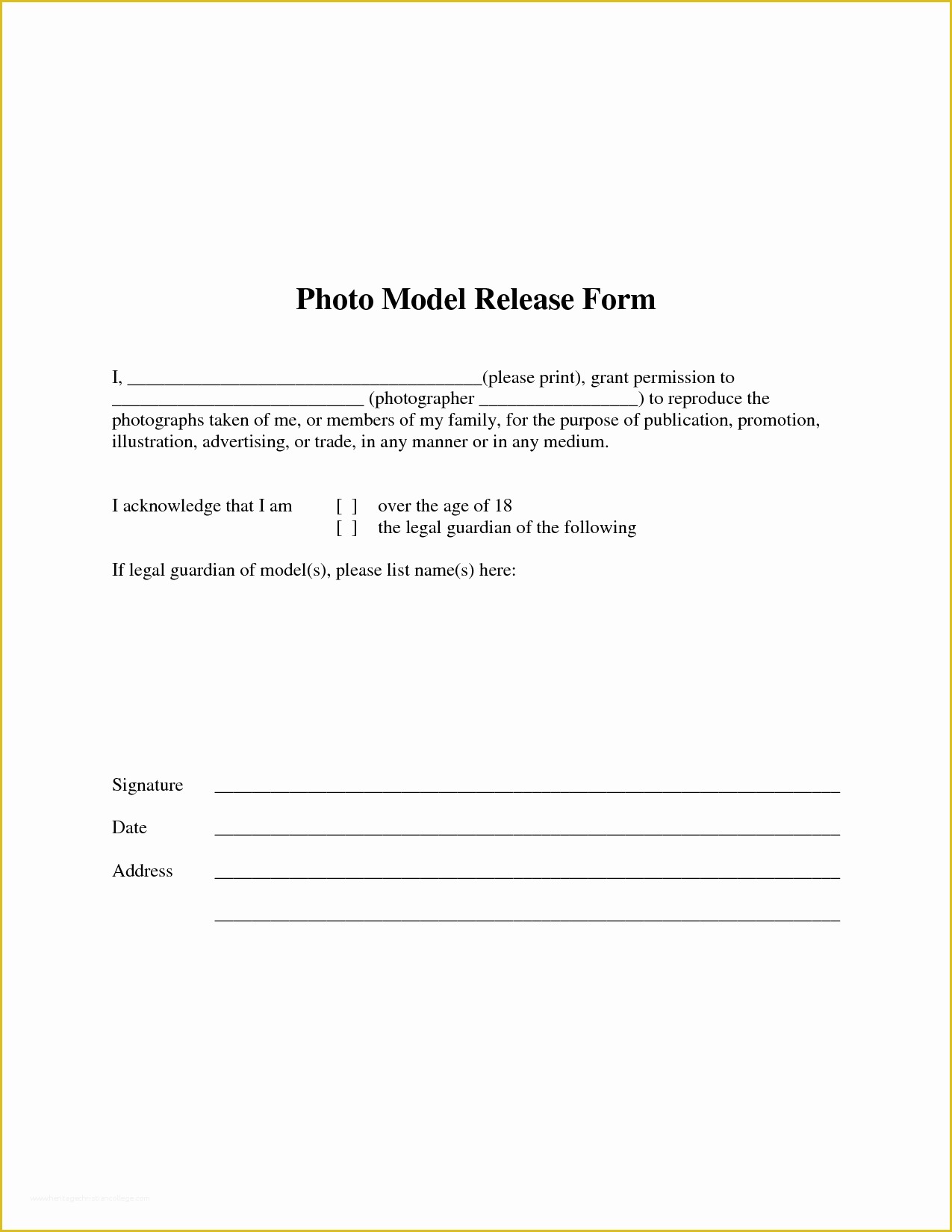 Model Release Template Free Of Model Release form Template