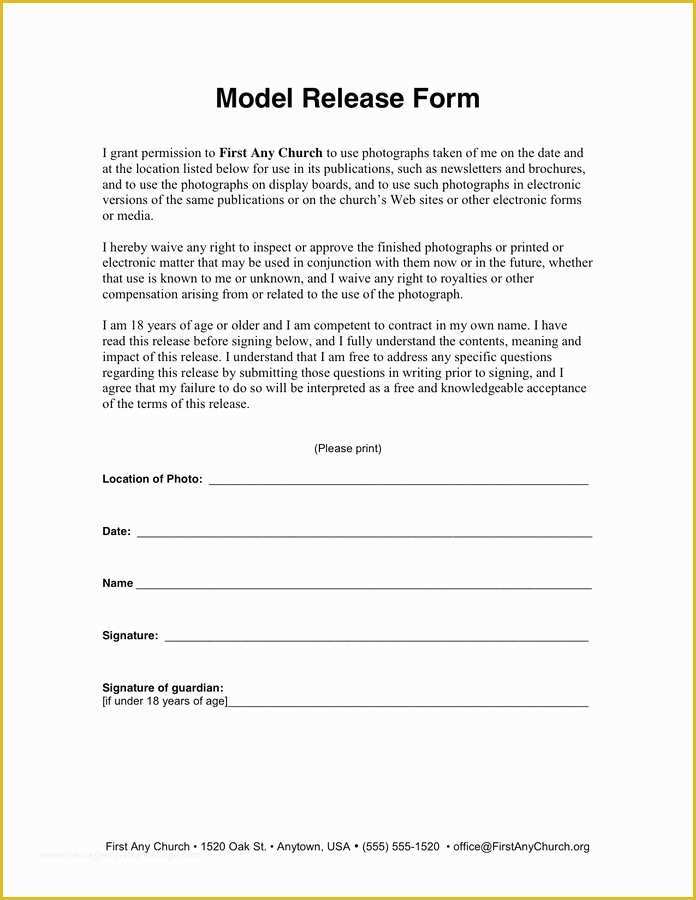 Model Release Template Free Of Model Release form Template