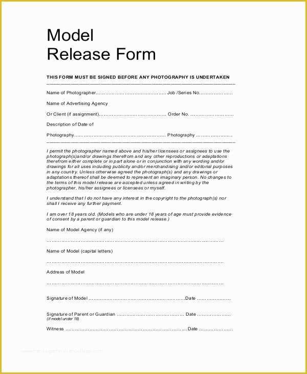 Model Release Template Free Of Model Release form Template Slr Lounge