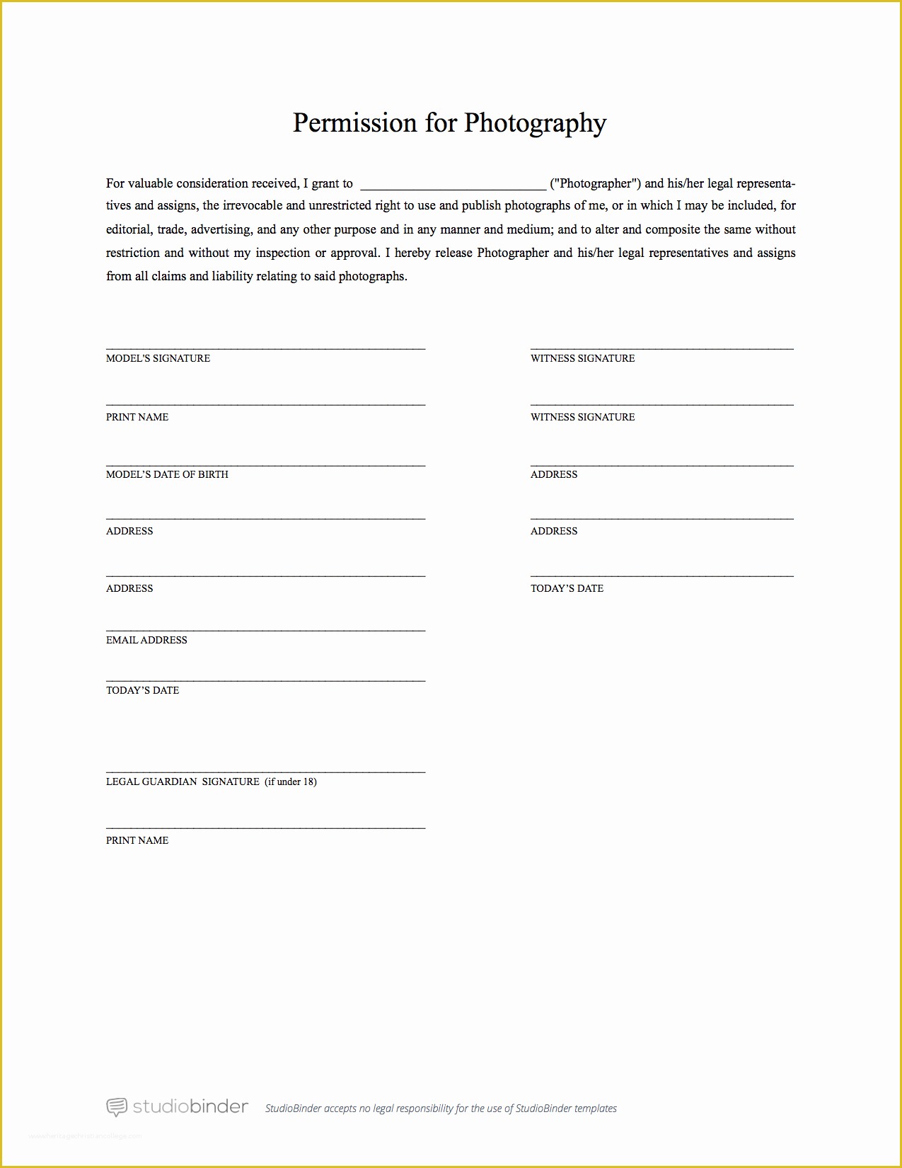 Model Release Template Free Of the Best Free Model Release form Template for Graphy