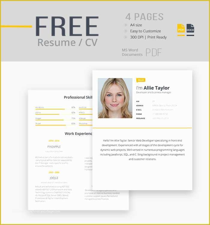 Modern Curriculum Vitae Template Free Of Free Resume Cv Template for Modern Look