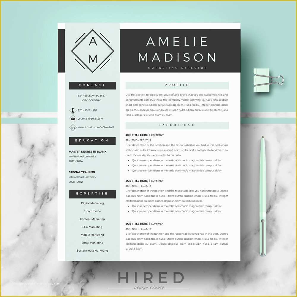 Modern Curriculum Vitae Template Free Of Home Hired Design Studio