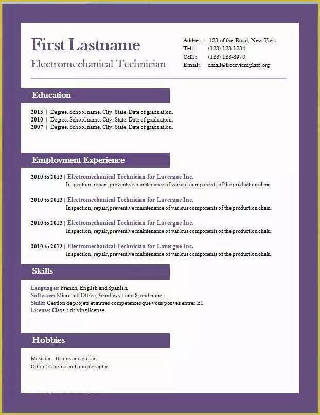 modern cv template word free download doc modern cv template word free download doc