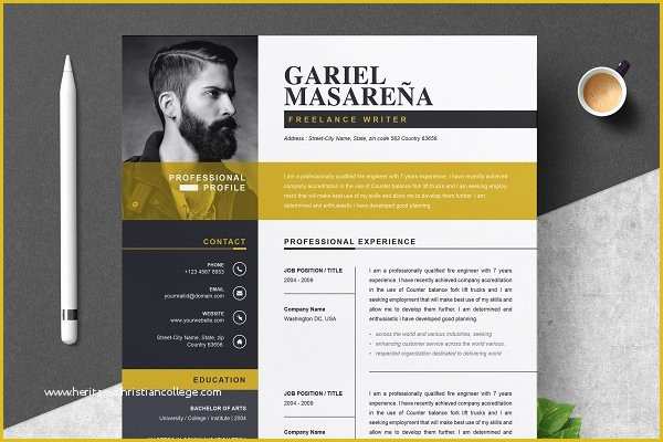 Modern Cv Template Word Free Download Of Search Creative Market