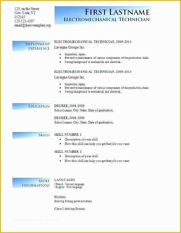 Modern Resume Template Microsoft Word Free Download Of Resume Template Free Download In Word