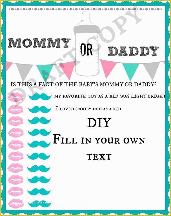 Mommy or Daddy Baby Shower Game Template Free Of 1000 Ideas About Baby Shower Templates On Pinterest