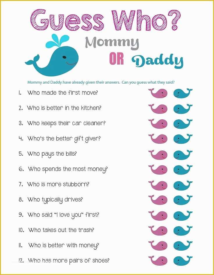 Mommy or Daddy Baby Shower Game Template Free Of Baby Shower Game &quot;guess who &quot; Couples Shower Game