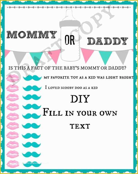 Mommy or Daddy Baby Shower Game Template Free Of Guys Babies and Need to On Pinterest