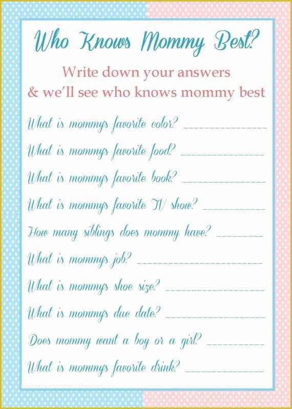 Mommy or Daddy Baby Shower Game Template Free Of Items Similar to Baby Shower Game who Knows Mommy Best