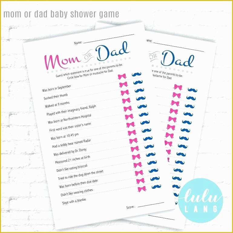 Mommy or Daddy Baby Shower Game Template Free Of Mom and Dad Baby Shower Games Baby Shower Game More who