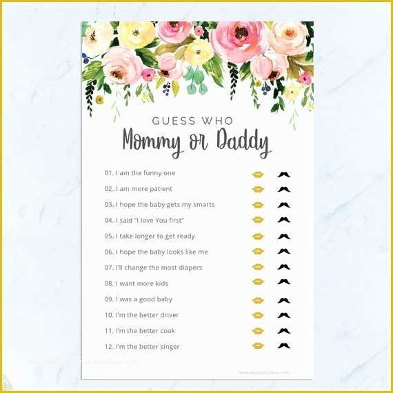 Mommy or Daddy Baby Shower Game Template Free Of Mommy or Daddy Baby Shower Game Epic Party Ideas