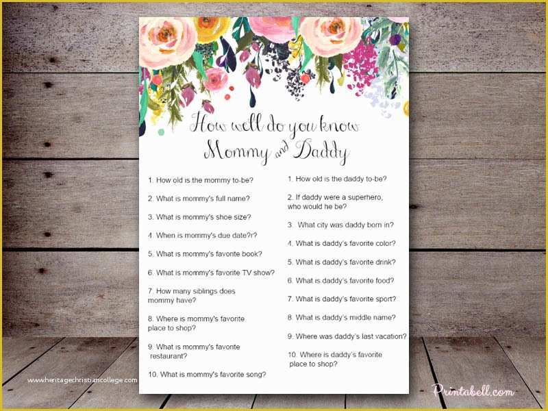 Mommy or Daddy Baby Shower Game Template Free Of who Knows Mommy and Daddy Best – Printabell • Create