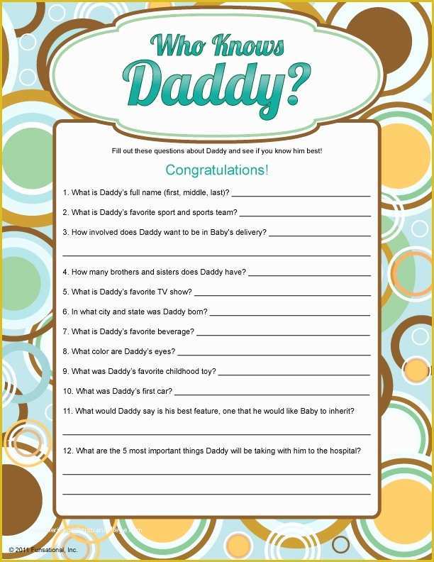 Mommy or Daddy Baby Shower Game Template Free Of who Knows Mommy who Knows Daddy