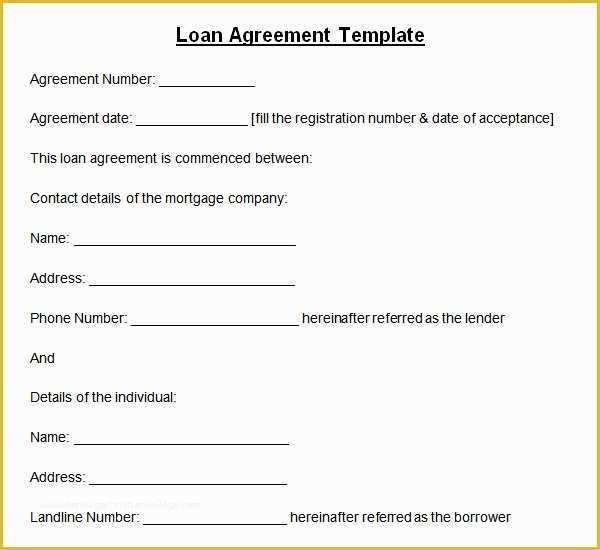 Money Loan Agreement Template Free Of 10 Sample Standard Loan Agreement Templates