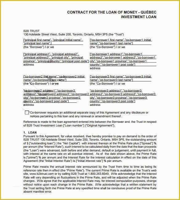 Money Loan Agreement Template Free Of 30 Loan Contract Templates – Pages Word Docs