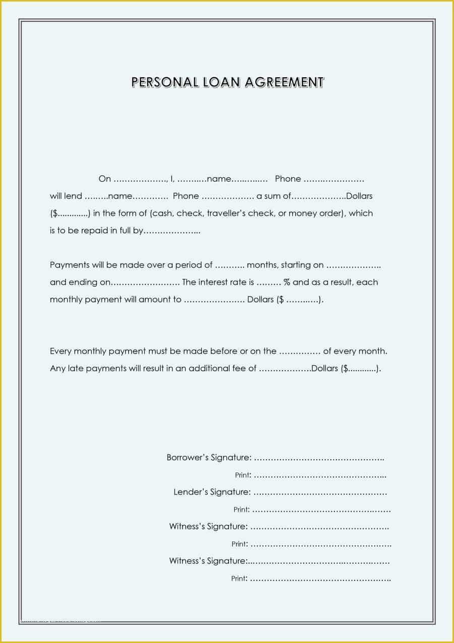 Money Loan Agreement Template Free Of 40 Free Loan Agreement Templates [word &amp; Pdf] Template Lab