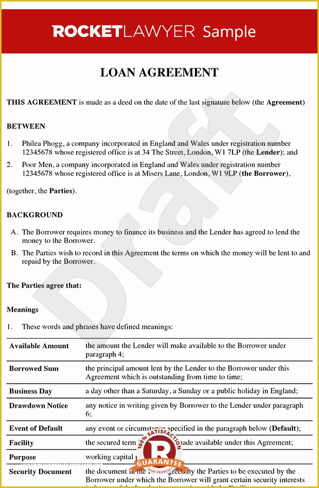 Money Loan Agreement Template Free Of Loan Agreement Loan Contract Loan Agreement Template