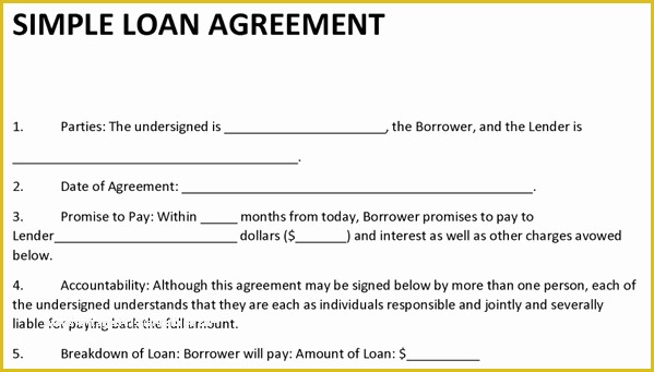 Money Loan Agreement Template Free Of Loan Agreement Template
