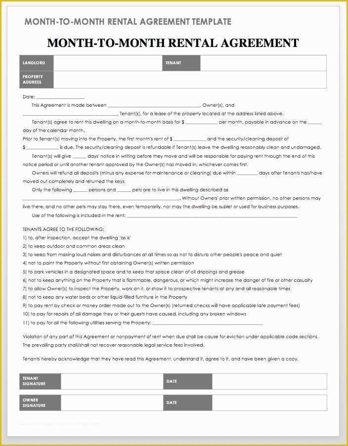 Month to Month Rental Agreement Template Free Of 18 Free Property Management Templates