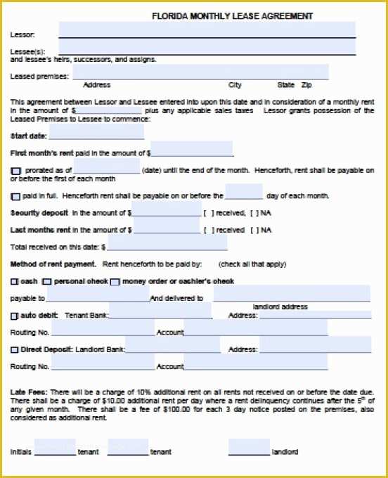 Month to Month Rental Agreement Template Free Of 5 Florida Lease Agreement Templates Free Download