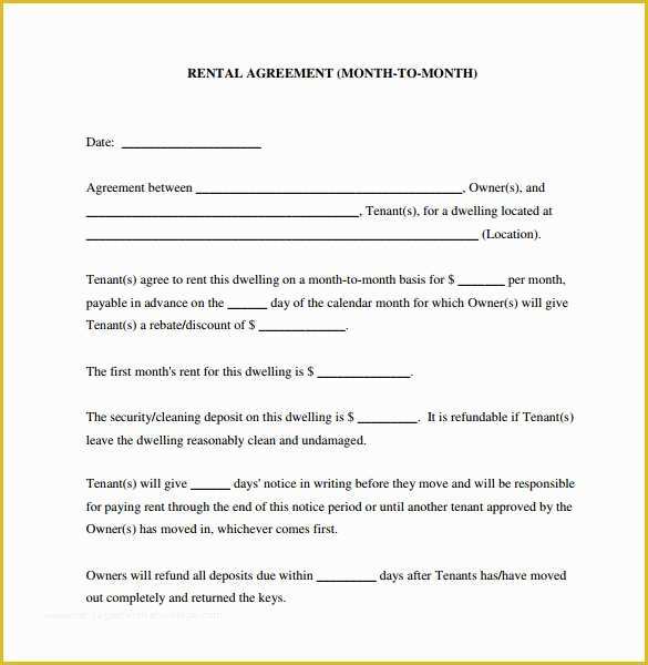 Month to Month Rental Agreement Template Free Of 8 Month to Month Lease Agreement Template Download