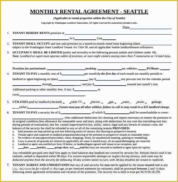 Month to Month Rental Agreement Template Free Of 8 Month to Month Lease Agreement Template Download