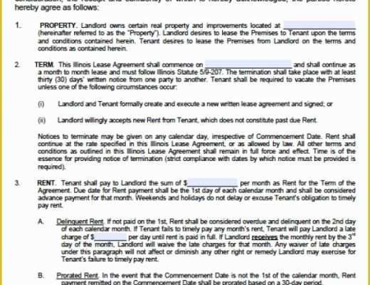 Month to Month Rental Agreement Template Free Of Free Illinois Month to Month Lease Agreement Pdf