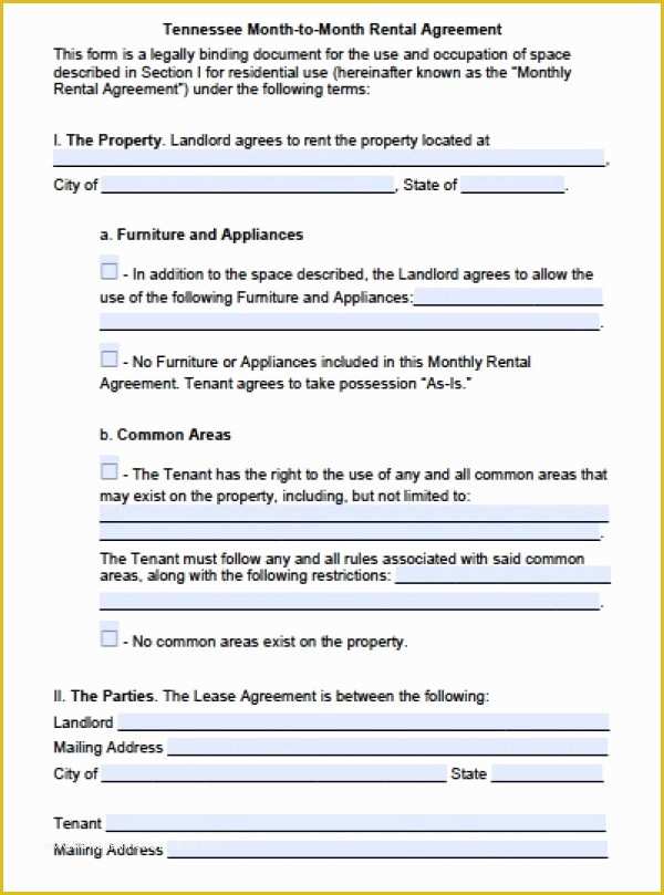 Month to Month Rental Agreement Template Free Of Free Tennessee Month to Month Lease Agreement Pdf