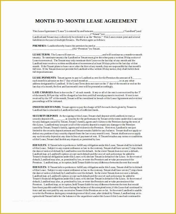 Month to Month Rental Agreement Template Free Of Month to Month Lease Agreement 8 Free Pdf Word Google