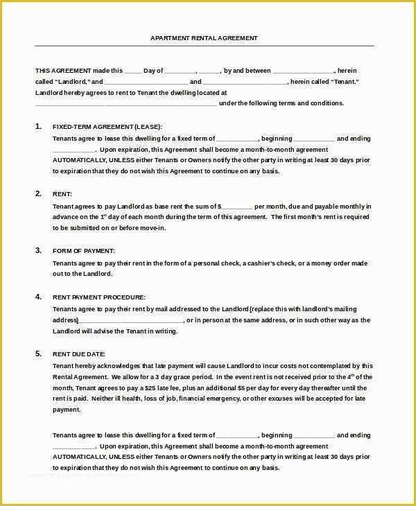 Month to Month Rental Agreement Template Free Of Month to Month Rental Agreement Template 13 Free Word