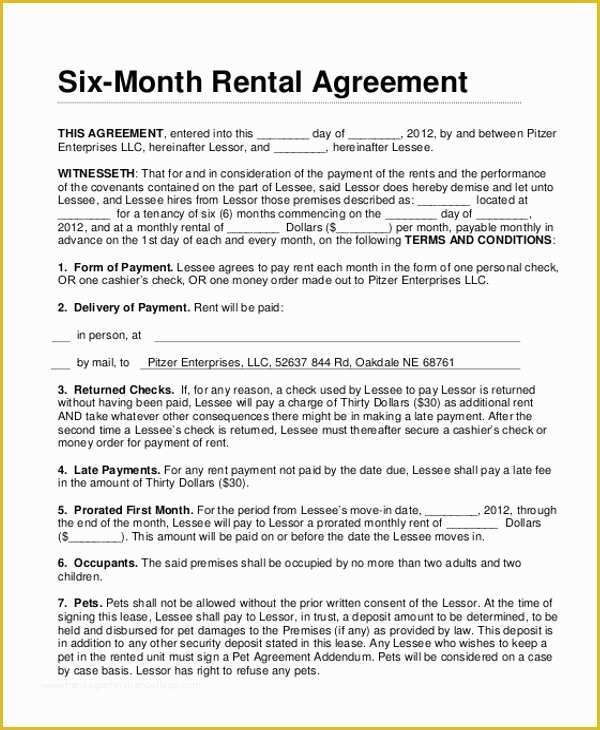 Month to Month Rental Agreement Template Free Of Sample Month to Month Lease Agreement form 8 Free