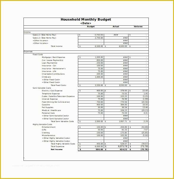 Monthly Budget Sheet Template Free Of 12 Sample Monthly Bud Spreadsheet Templates Word