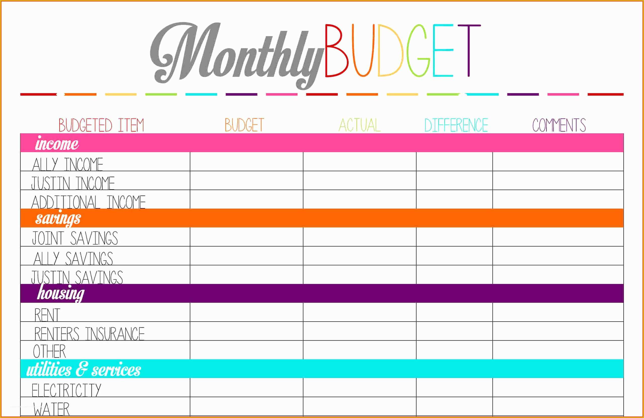 Monthly Budget Sheet Template Free Of Free Bud Planner Template Reeviewer