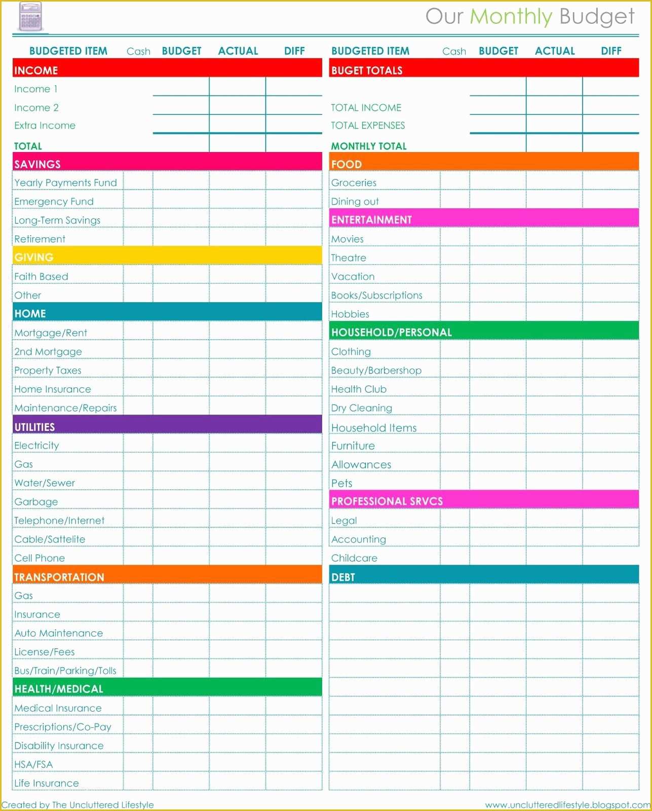 Monthly Budget Sheet Template Free Of How I Keep the House Running Part 2 … Bud