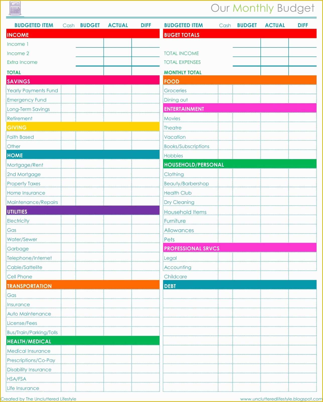 Monthly Budget Sheet Template Free Of How I Keep the House Running Part 2 Find Lifestyle