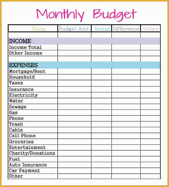 Monthly Budget Sheet Template Free Of Monthly Bud Worksheet Excel
