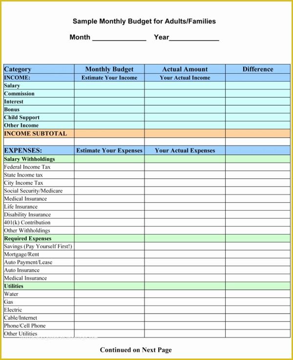 Monthly Budget Sheet Template Free Of Simple Monthly Bud Template