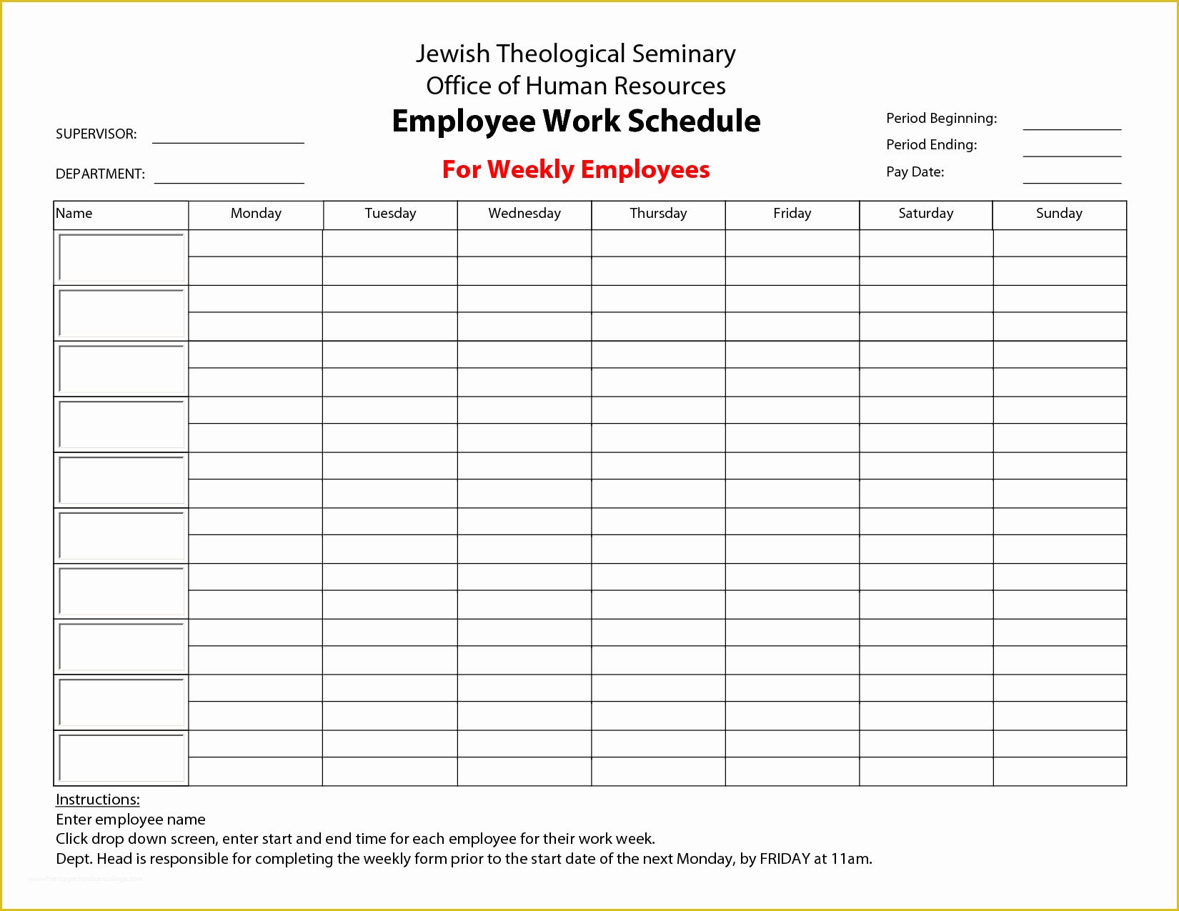 Monthly Employee Schedule Template Free Of 20 Hour Work Week Template