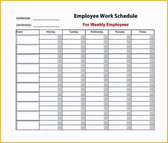 Monthly Employee Schedule Template Free Of 9 Weekly Work Schedule Templates Pdf Doc