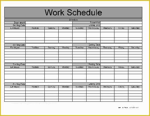Monthly Employee Schedule Template Free Of Free Basic Monthly Work Schedule From formville