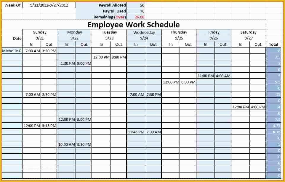 Monthly Employee Schedule Template Free Of Monthly Employee Schedule Template Excel