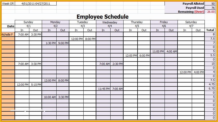 Monthly Employee Schedule Template Free Of Monthly Work Schedule Template