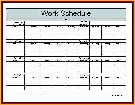 Monthly Shift Schedule Template Excel Free Of Blank Monthly Work Schedule Template Monthly Work Schedule