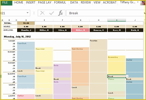 Monthly Shift Schedule Template Excel Free Of Employee Schedule &amp; Hourly Increment Template for Excel