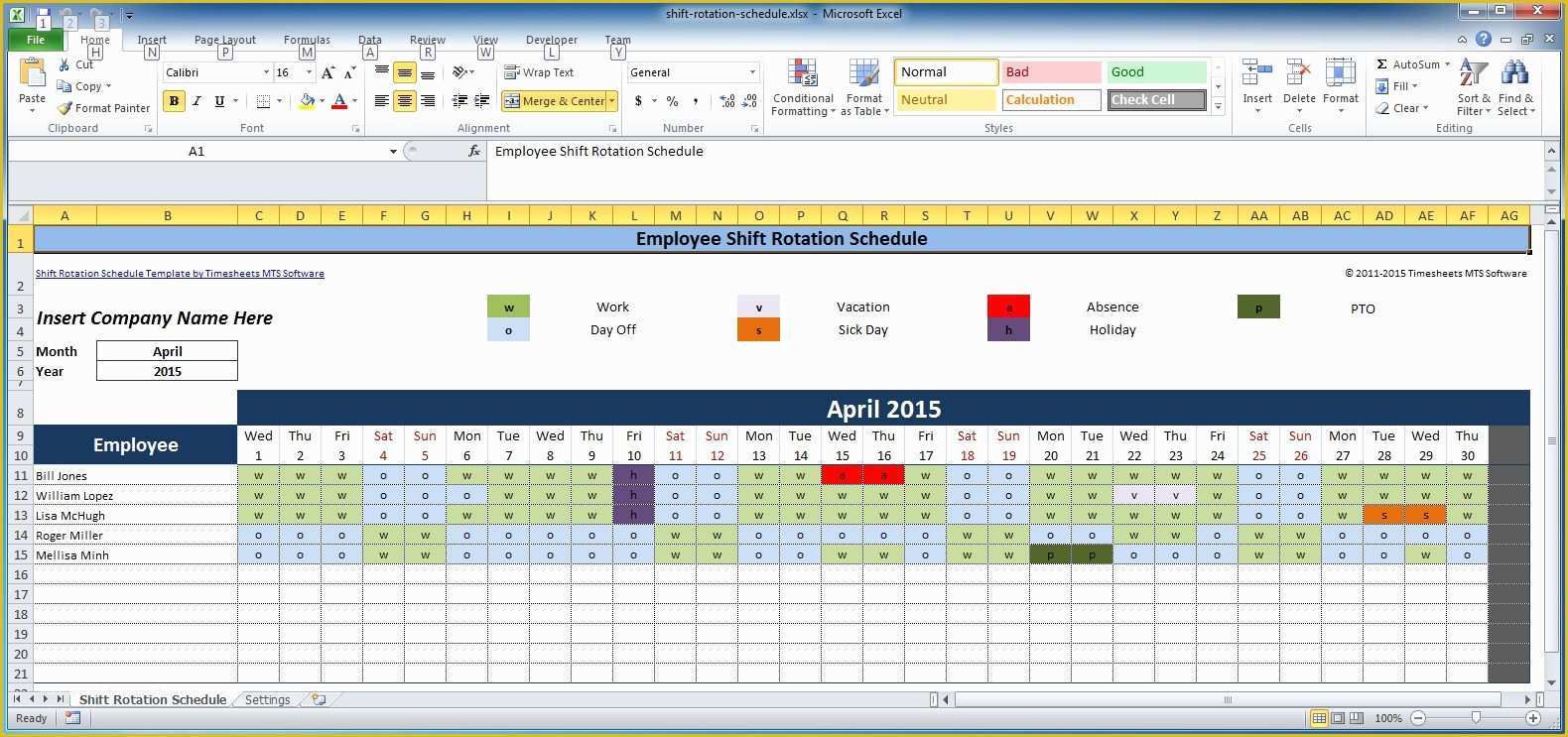 Monthly Shift Schedule Template Excel Free Of Free Employee and Shift Schedule Templates