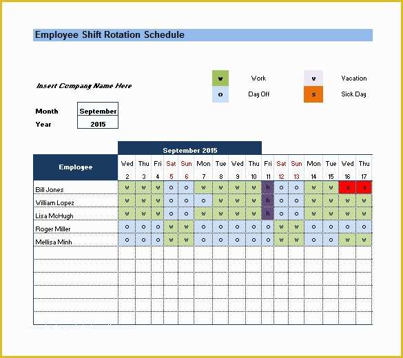 Monthly Shift Schedule Template Excel Free Of Rotating Schedule Template