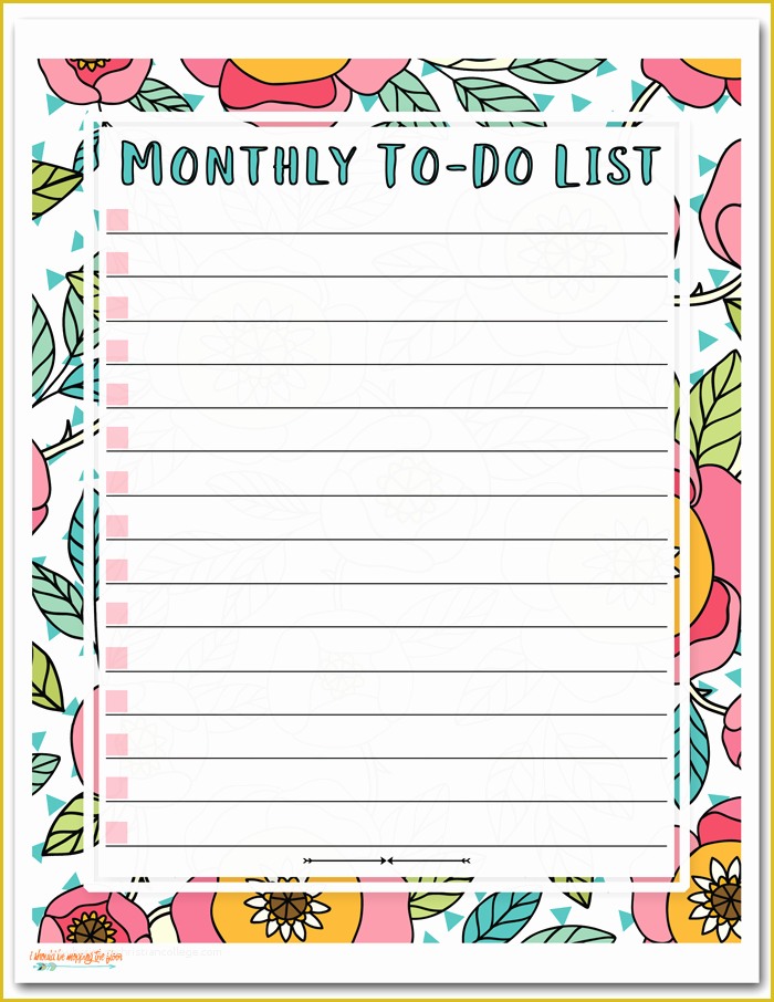 Monthly to Do List Template Free Of I Should Be Mopping the Floor Free Printable to Do List