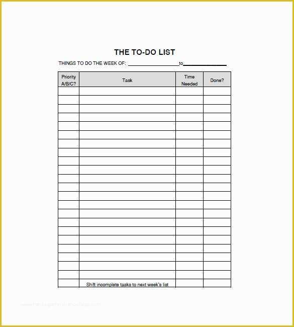Monthly to Do List Template Free Of to Do List Template 12 Free Sample Example format