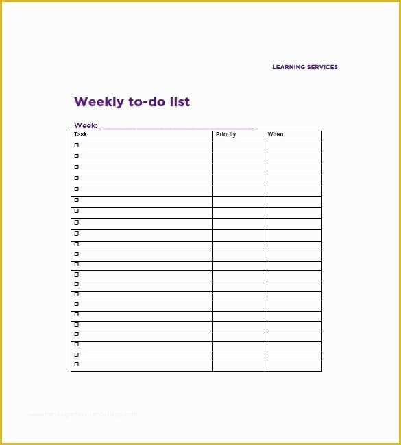 Monthly to Do List Template Free Of Weekly to Do List Template Word