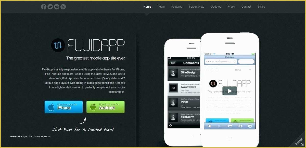 Most Popular Free Website Templates Of App Website Template Mobile Free Web Download